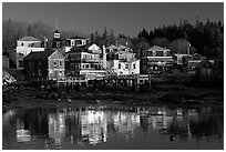 Waterfront reflections. Stonington, Maine, USA ( black and white)