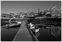 Calm harbor, early morning. Stonington, Maine, USA (black and white)