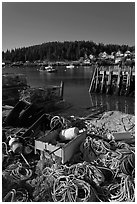 Lobster fishing harbor. Stonington, Maine, USA ( black and white)