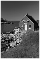 Lobstering shack. Stonington, Maine, USA (black and white)