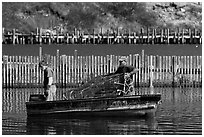 Lobstermen hauling traps. Stonington, Maine, USA ( black and white)