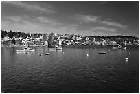 Village and harbor. Stonington, Maine, USA ( black and white)