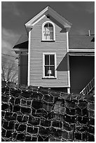 Lobster traps and house. Stonington, Maine, USA ( black and white)