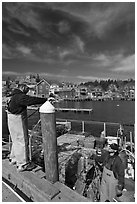 Commercial lobstermen. Stonington, Maine, USA (black and white)