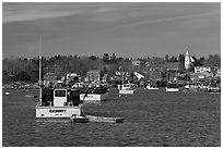 Traditional lobster fishing harbor. Corea, Maine, USA ( black and white)