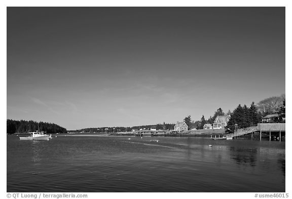 Isle-au-Haut harbor. Isle Au Haut, Maine, USA (black and white)