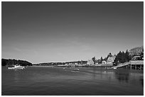Isle-au-Haut harbor. Isle Au Haut, Maine, USA ( black and white)