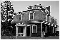 Historic house in federal style. Stonington, Maine, USA ( black and white)