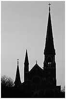 Cathedral spires backlit at dawn. Portland, Maine, USA ( black and white)