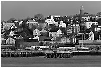 Hillside houses and observatory. Portland, Maine, USA ( black and white)