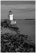 Bug Light lighthouse at the harbor entrance. Portland, Maine, USA (black and white)