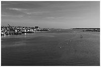 Portland harbor. Portland, Maine, USA ( black and white)
