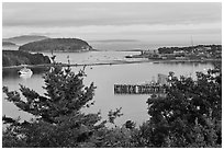 Bar Island and Frenchman bay. Bar Harbor, Maine, USA (black and white)