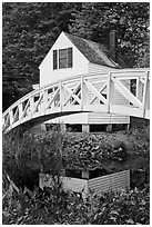 House and arched bridge. Maine, USA (black and white)