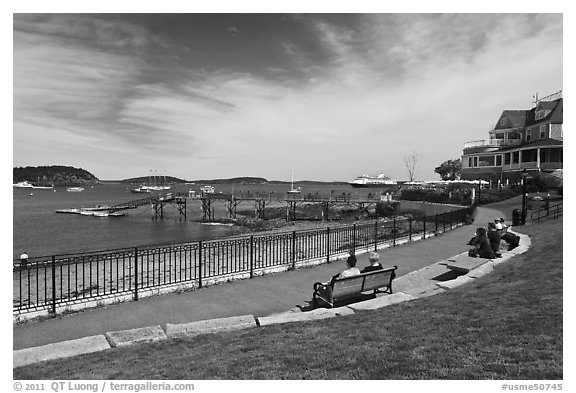 Shore path and harbor. Bar Harbor, Maine, USA