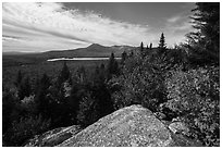 Baxter State Park from from Barnard Mountain in autumn. Katahdin Woods and Waters National Monument, Maine, USA ( black and white)