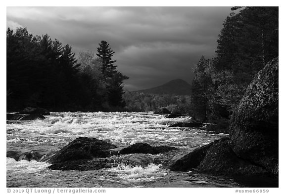 Bald Mountain and Haskell Rock Pitch under stormy skies. Katahdin Woods and Waters National Monument, Maine, USA (black and white)