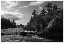 Bald Mountain and Haskell Rock, East Branch Penobscot River. Katahdin Woods and Waters National Monument, Maine, USA ( black and white)