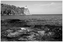 Split Rock lighthouse State Park, afternoon. Minnesota, USA ( black and white)