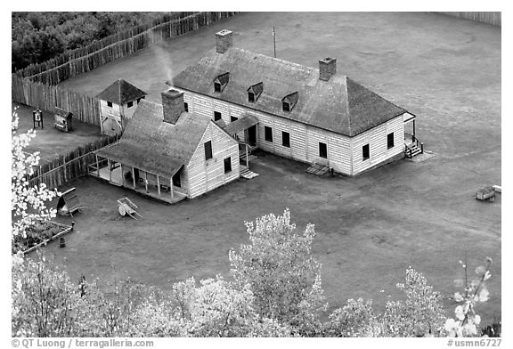 Historic Stockade site, Grand Portage National Monument. Minnesota, USA (black and white)