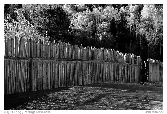 Fence, Grand Portage National Monument. Minnesota, USA (black and white)