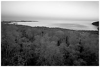 Forests and Lake Superior at Dusk. Minnesota, USA (black and white)