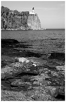 Split Rock lighthouse State Park, afternoon. Minnesota, USA (black and white)