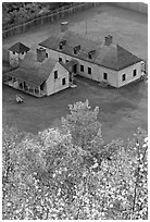 Historic Stockade site, Grand Portage National Monument. Minnesota, USA ( black and white)