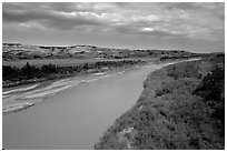 Little Missouri River. North Dakota, USA ( black and white)