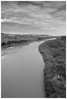 Little Missouri River. North Dakota, USA (black and white)