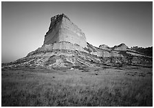 Scotts Bluff at sunrise. Scotts Bluff National Monument. USA ( black and white)