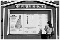 Fall foliage information board. New Hampshire, USA (black and white)