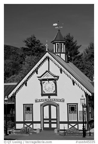 Historic railroad station. New Hampshire, USA (black and white)