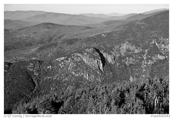View from Cannon Mountain, White Mountain National Forest. New Hampshire, USA (black and white)