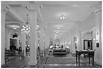 Hotel Lobby, Omni Mount Washington resort, Bretton Woods. New Hampshire, USA (black and white)