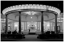 Entrance at night, Mount Washington resort, Bretton Woods. New Hampshire, USA (black and white)