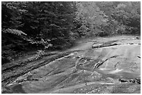 Stream over rock slab in autumn, Franconia Notch State Park. New Hampshire, USA ( black and white)