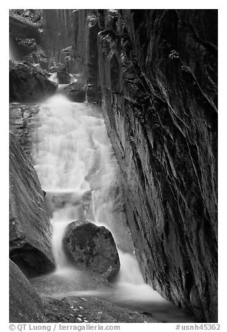 Flume Brook, Franconia Notch State Park. New Hampshire, USA (black and white)