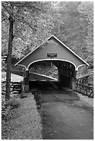 Pemigewasset River covered bridge, Franconia Notch State Park. New Hampshire, USA ( black and white)