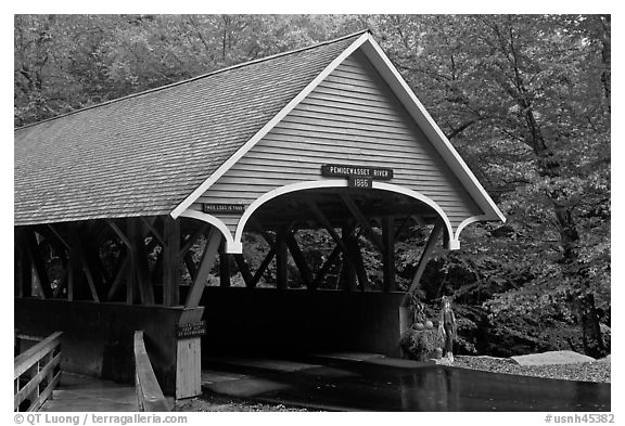 Covered bridge, Franconia Notch State Park. New Hampshire, USA (black and white)