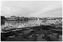 River and Portsmouth skyline. Portsmouth, New Hampshire, USA (black and white)