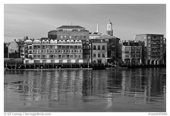 Waterfront buildings and church. Portsmouth, New Hampshire, USA