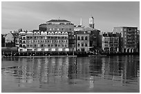 Waterfront buildings and church. Portsmouth, New Hampshire, USA ( black and white)