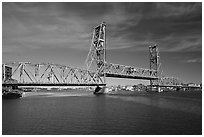Memorial bridge. Portsmouth, New Hampshire, USA ( black and white)