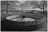 Empty basin, Prescott Park. Portsmouth, New Hampshire, USA ( black and white)