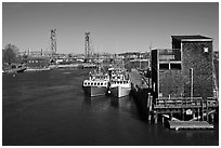 Commercial fishing dock. Portsmouth, New Hampshire, USA (black and white)