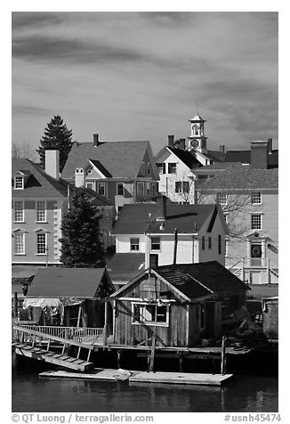 Group of historic houses. Portsmouth, New Hampshire, USA (black and white)