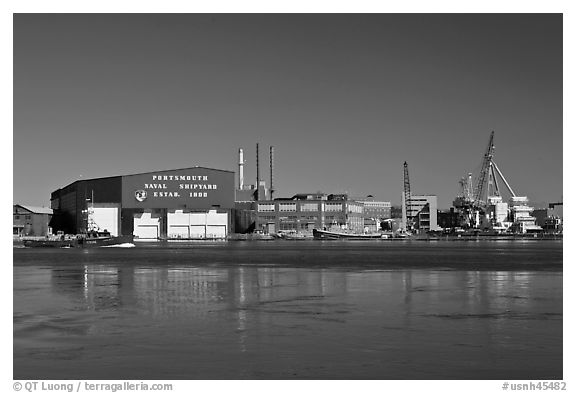 Portsmouth Naval Shipyard. Portsmouth, New Hampshire, USA (black and white)