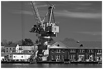 Crane, Naval Shipyard. Portsmouth, New Hampshire, USA (black and white)