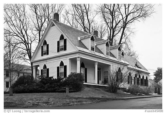 Florentine films building. Walpole, New Hampshire, USA (black and white)
